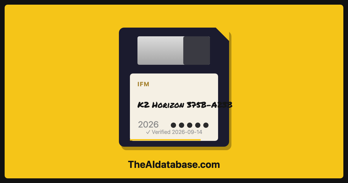 K2 Horizon 375B-A23B floppy-disk dossier card