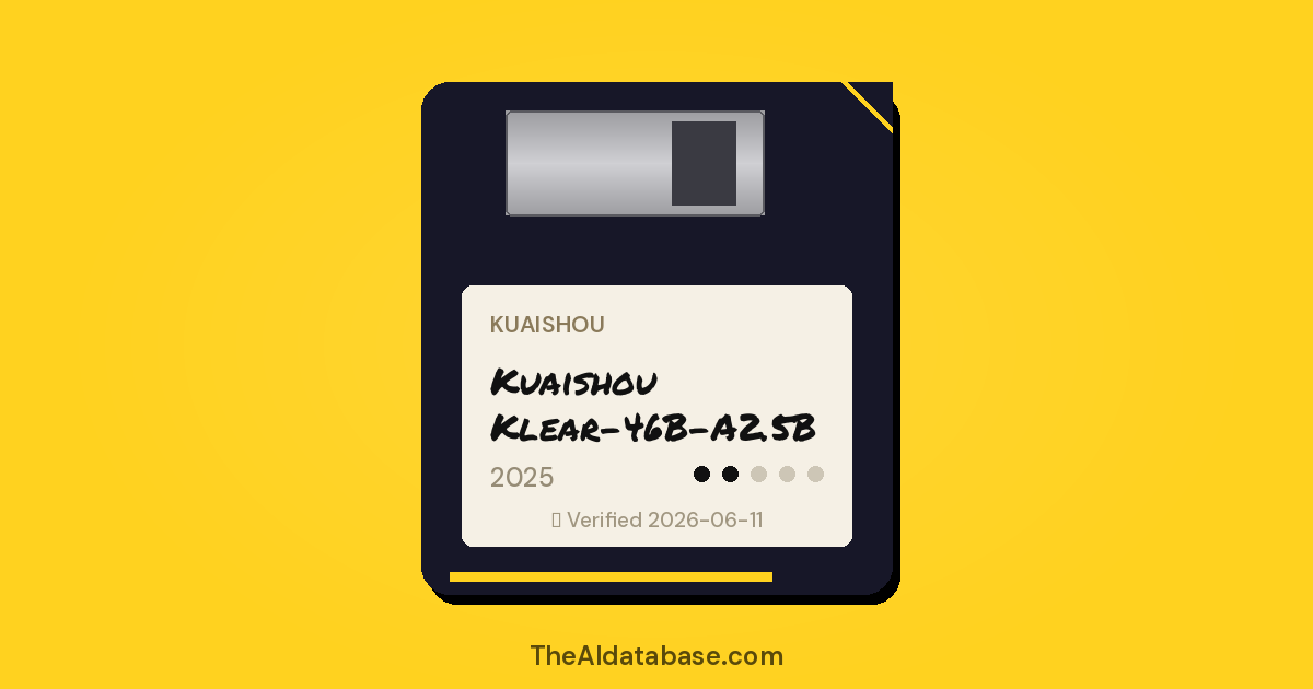 Kuaishou Klear-46B-A2.5B floppy-disk dossier card