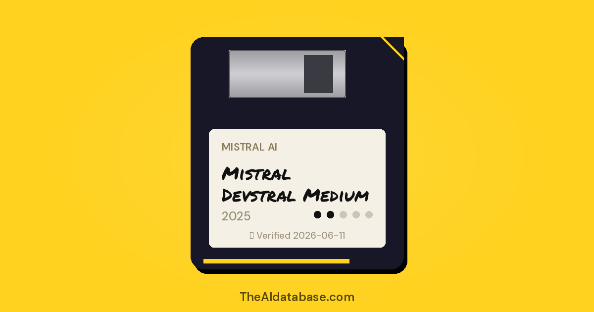 Mistral Devstral Medium floppy-disk dossier card