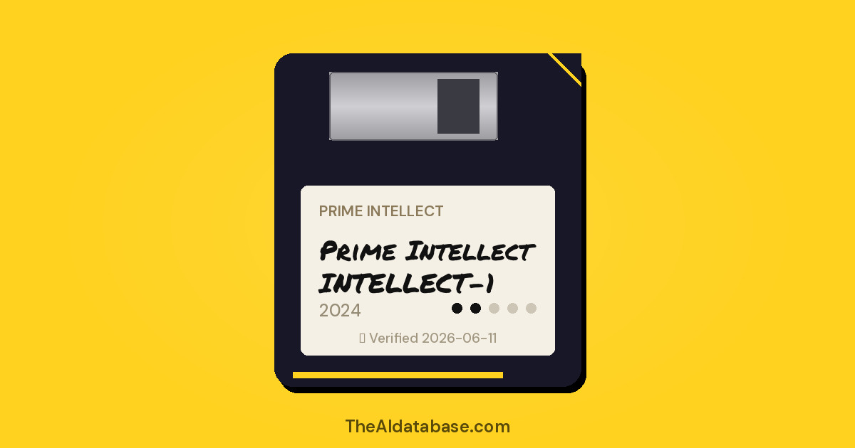 Prime Intellect INTELLECT-1 floppy-disk dossier card