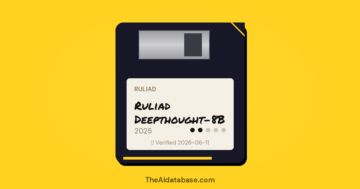 Ruliad Deepthought-8B floppy-disk dossier card