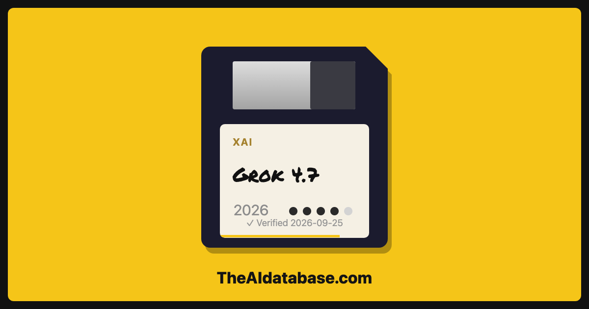 Grok 4.7 floppy-disk dossier card